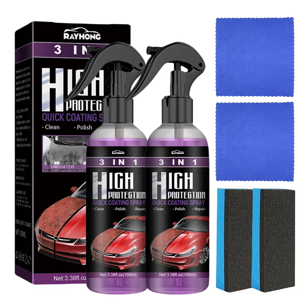 3 in 1 Car Ceramic Coating Spray 30/100Ml Car Scratch Repair Glass Hydrophobic Coating Polishing Spraying Wax Car Paint Care