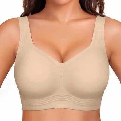 OEAK Wireless Jelly Bra plus Size Seamless Supportive Nylon Fabric Full Cup Fixed Strap Back Closure Gathered Shaping Bra