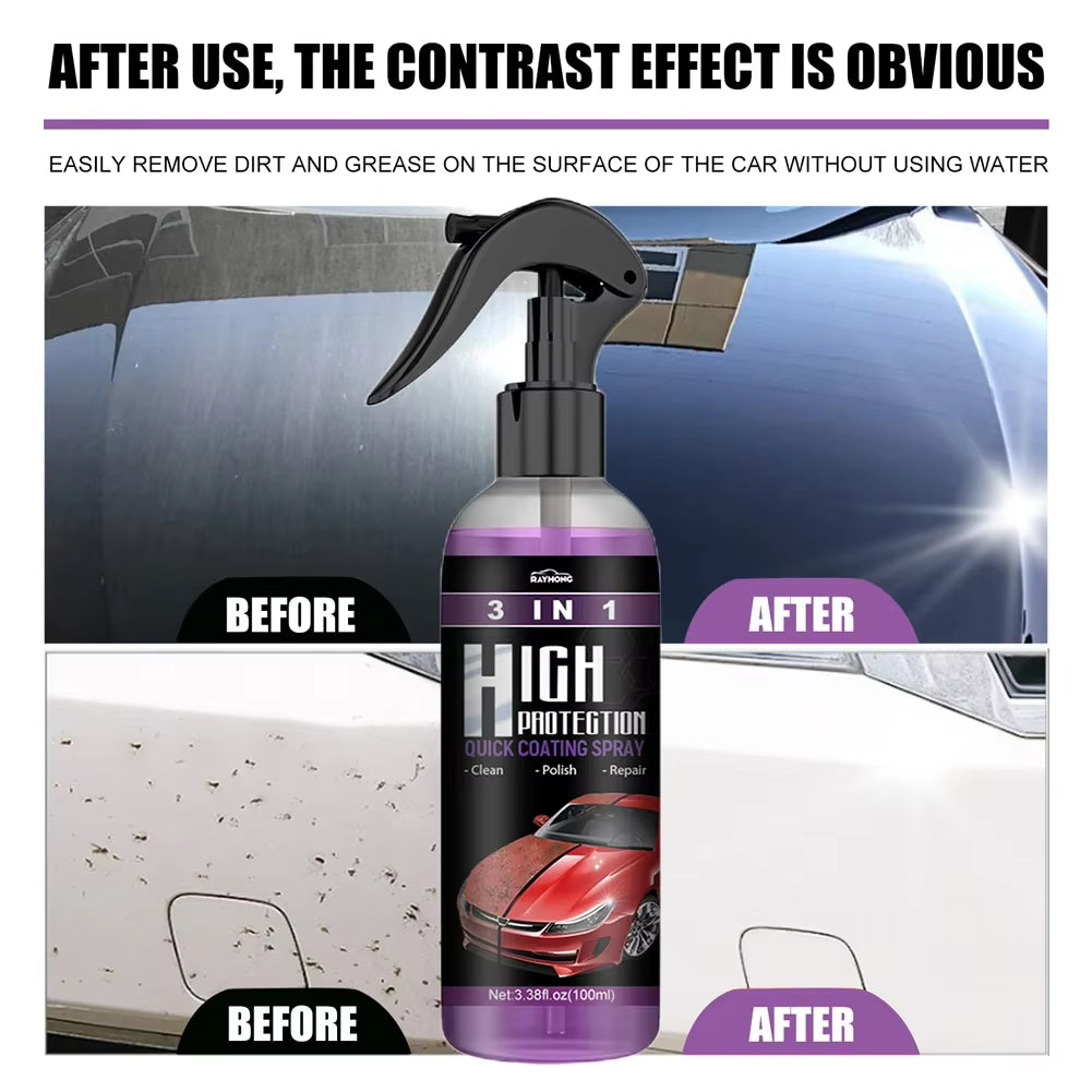 3 in 1 Car Ceramic Coating Spray 30/100Ml Car Scratch Repair Glass Hydrophobic Coating Polishing Spraying Wax Car Paint Care