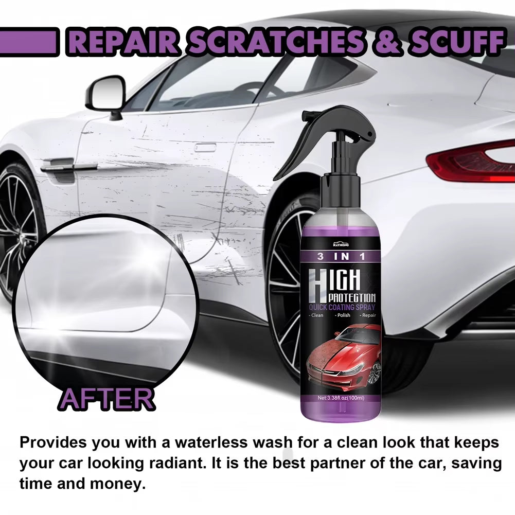 3 in 1 Car Ceramic Coating Spray 30/100Ml Car Scratch Repair Glass Hydrophobic Coating Polishing Spraying Wax Car Paint Care