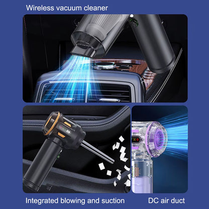 Strong Blowing/Suction Handheld Vaccum Cleaners LED Indicator Air Duster Quick Inflation Car Vacuum Cleaner 4 in 1 Wireless