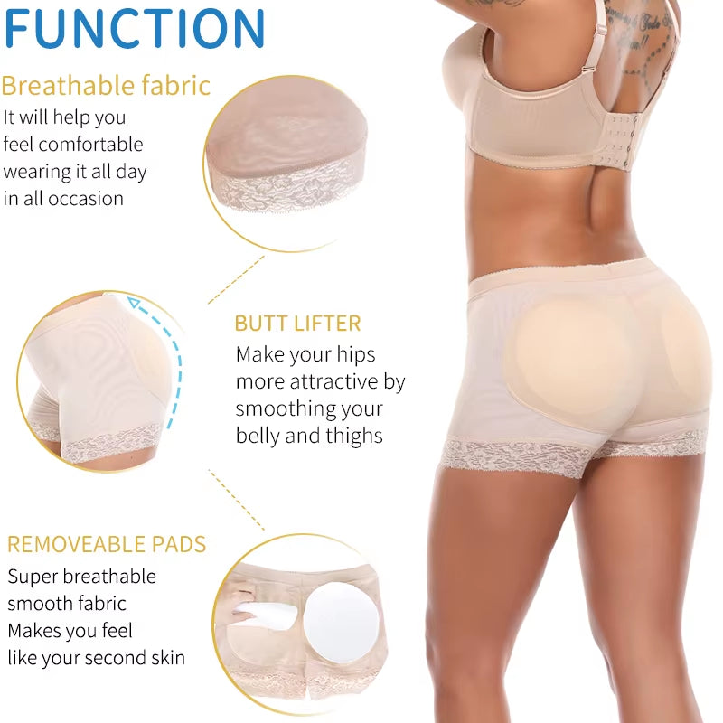 Booty Hip Enhancer Invisible Butt Lifter Shaper Padding Panty Push up Bottom Boyshorts Sexy Shapewear Panties