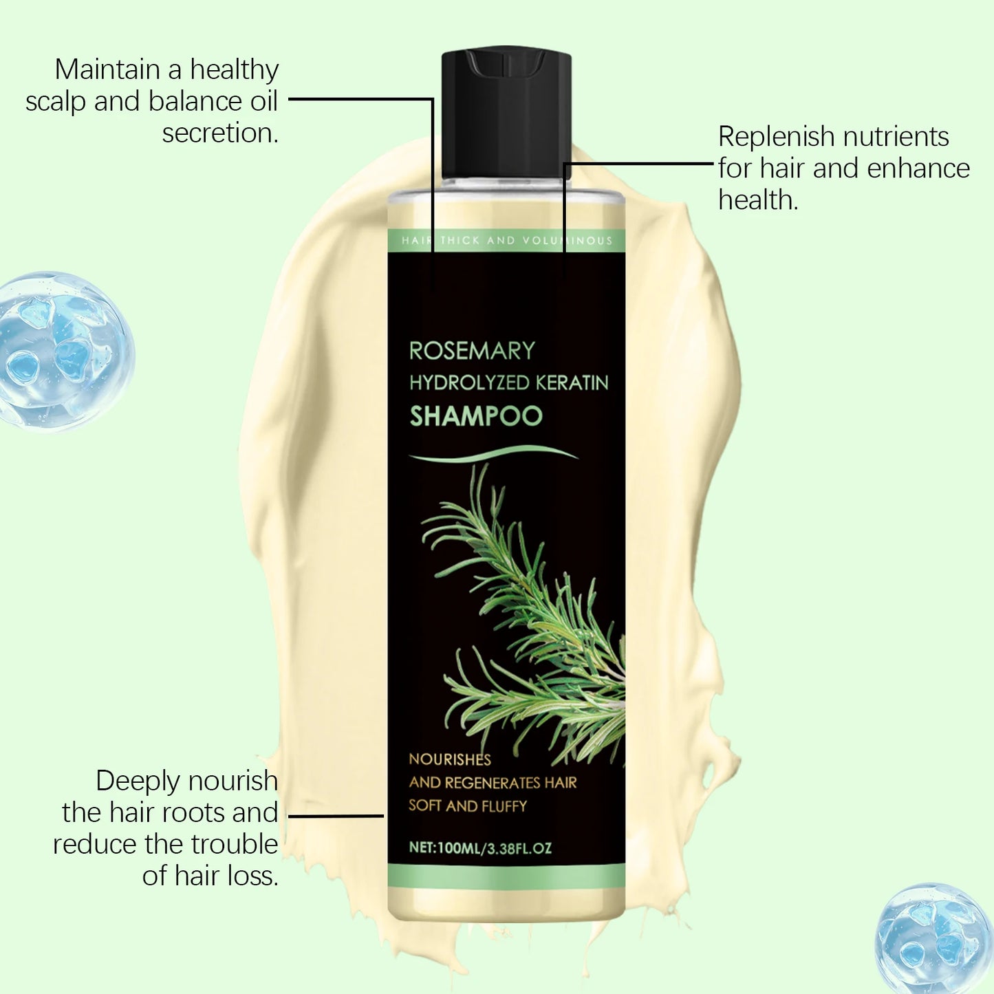 Rosemary Natural Shampoo Hair Thickness Loss Deep Nourishing Scalp