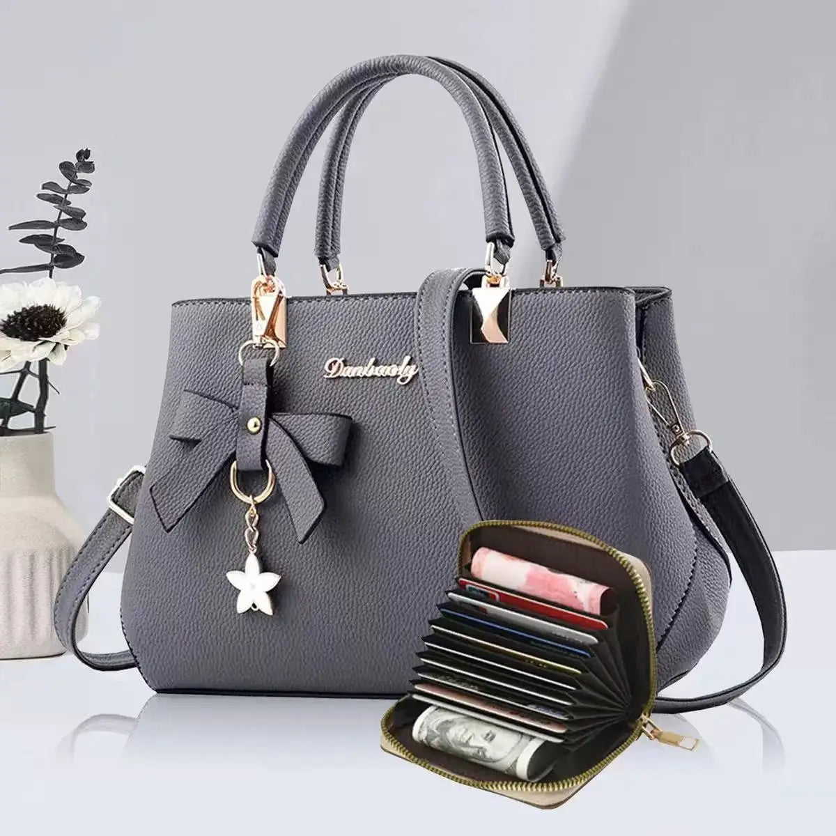 New Korean Version Trendy Autumn and Winter Bow Women'S Bag Portable Shoulder Bag Messenger Bag Killer Bag Mother Bag Large Capa