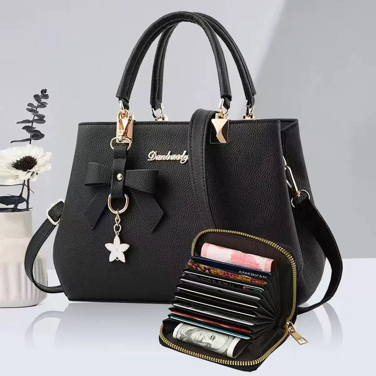 New Korean Version Trendy Autumn and Winter Bow Women'S Bag Portable Shoulder Bag Messenger Bag Killer Bag Mother Bag Large Capa