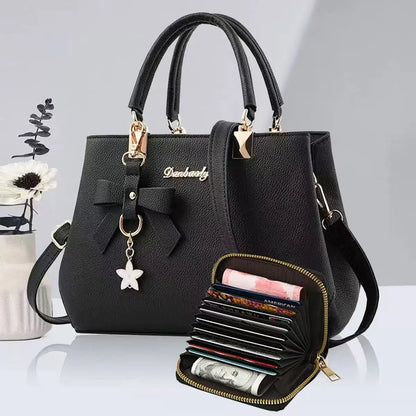 New Korean Version Trendy Autumn and Winter Bow Women'S Bag Portable Shoulder Bag Messenger Bag Killer Bag Mother Bag Large Capa