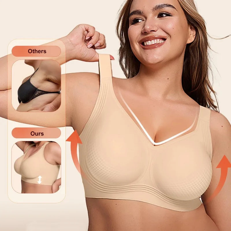 Women's non steel ring soft support underwear plus size seamless.