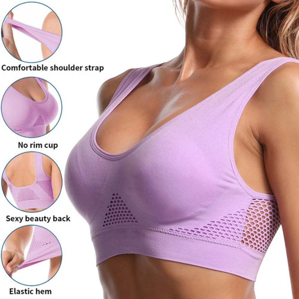 Seamless Mesh Women Sports Bras Fitness Gym Running Underwear.