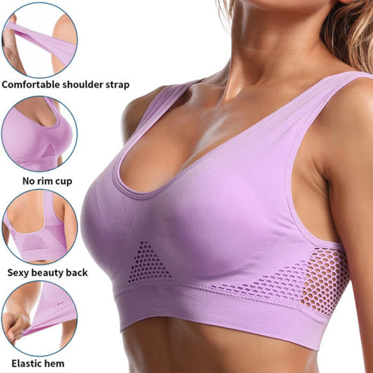 Seamless Mesh Women Sports Bras Fitness Gym Running Underwear.