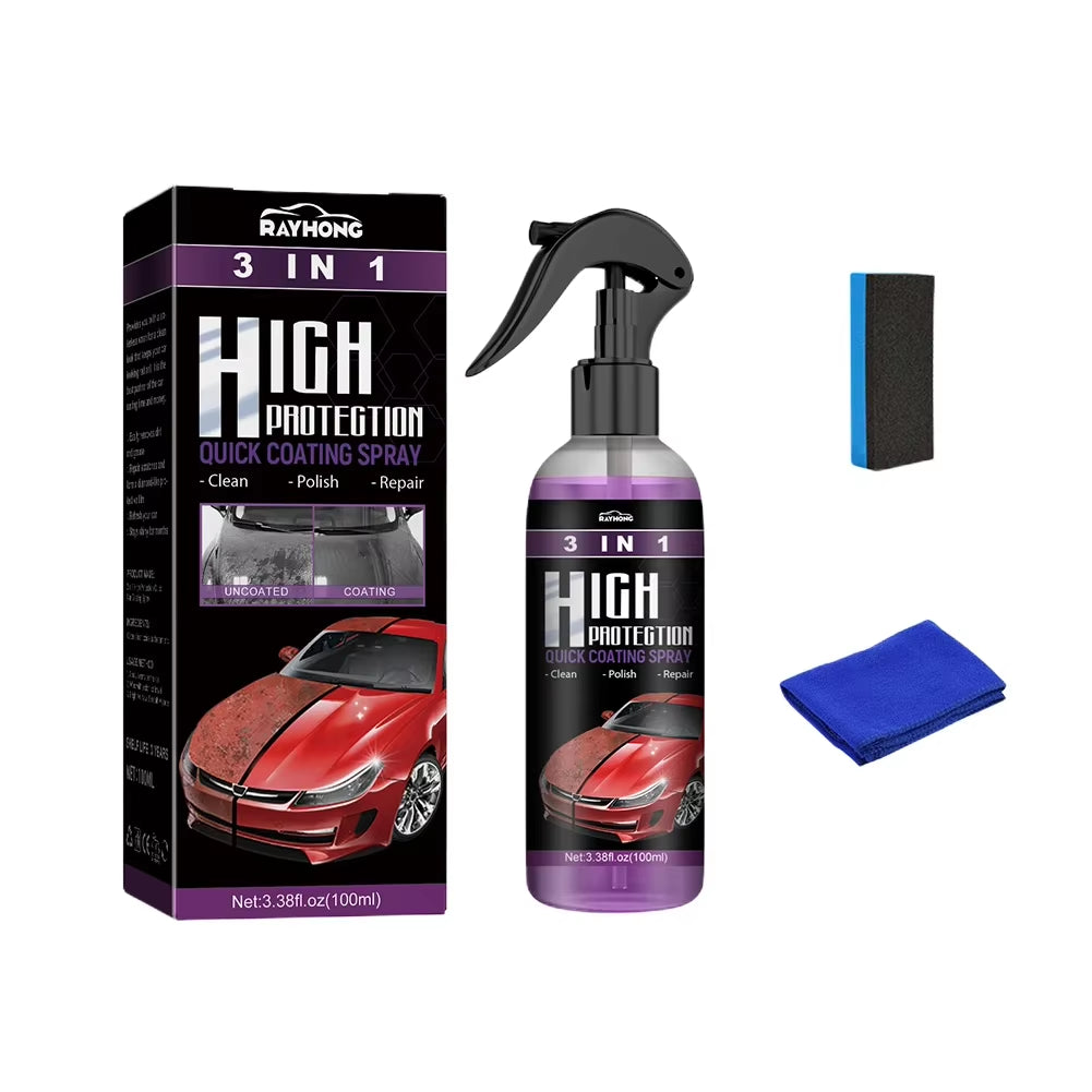 3 in 1 Car Ceramic Coating Spray 30/100Ml Car Scratch Repair Glass Hydrophobic Coating Polishing Spraying Wax Car Paint Care