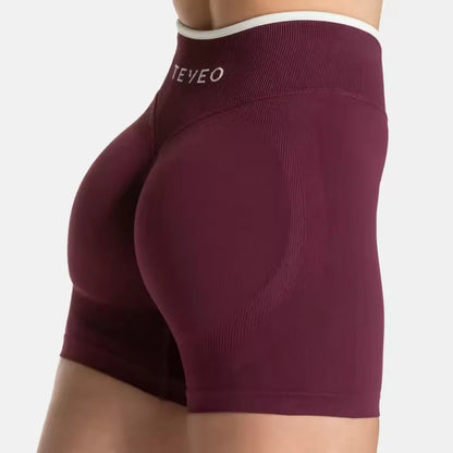 TEVEO Women'S Seamless Gym Solid Sports Ignite Short White Waist Tight High Waist Hip Lifting Yoga Pants Running Sports Shorts