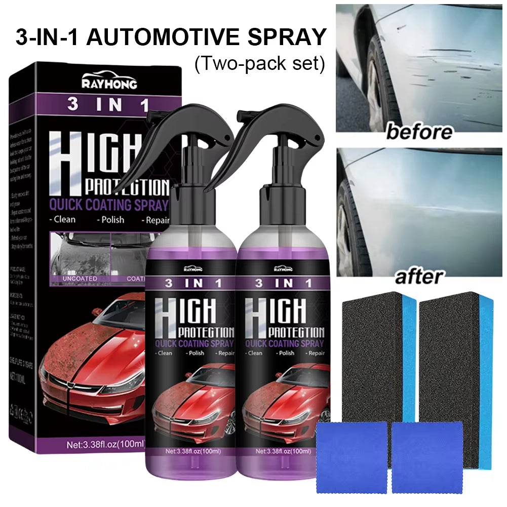 3 in 1 Car Ceramic Coating Spray 30/100Ml Car Scratch Repair Glass Hydrophobic Coating Polishing Spraying Wax Car Paint Care
