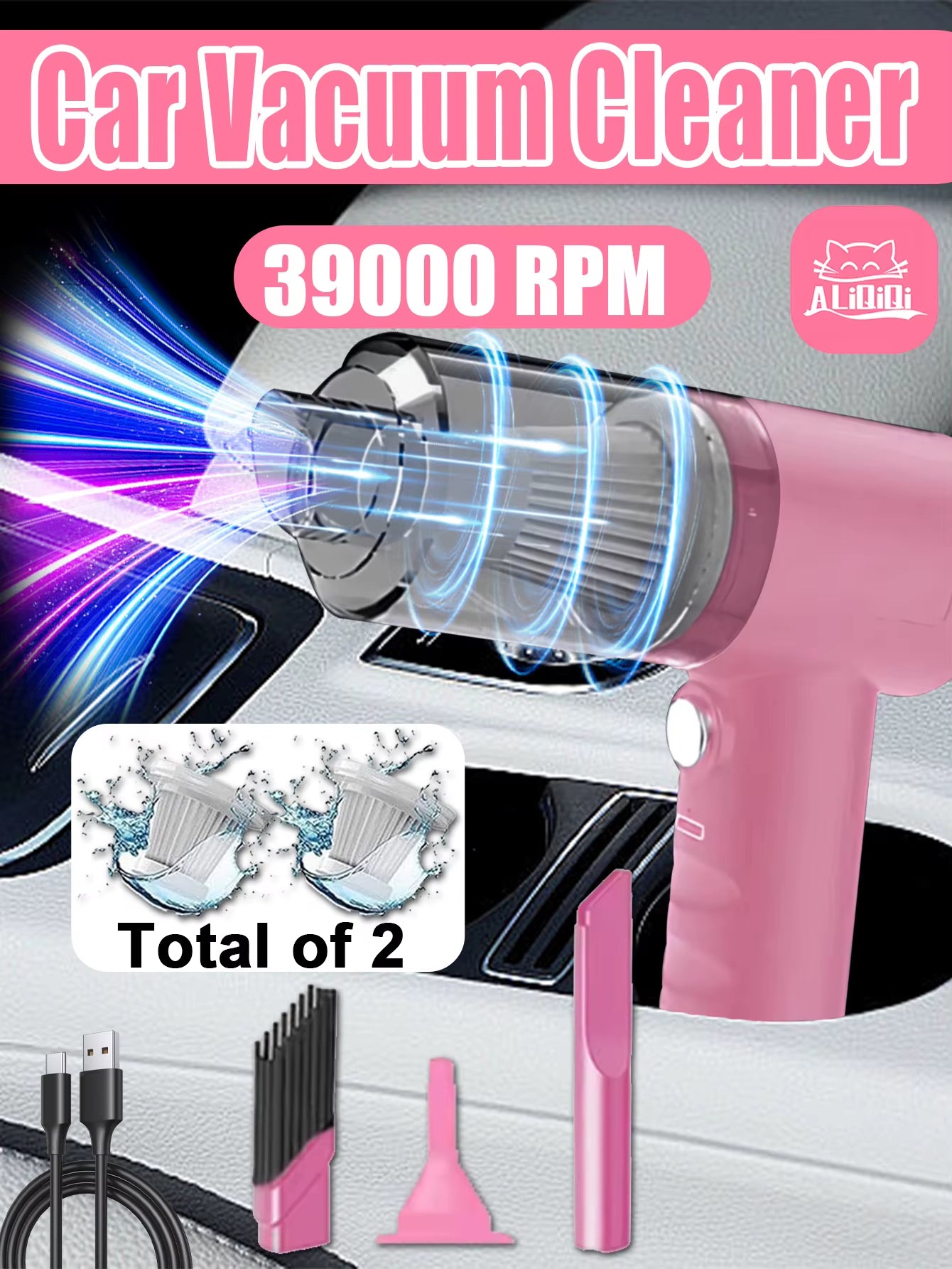 2 in 1 Car Vacuum, Portable Mini Cordless Cleaner, Handheld Vacuum for Home, Car, Office Desk, Powerful Suction
