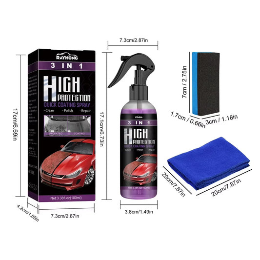 3 in 1 Car Ceramic Coating Spray 30/100Ml Car Scratch Repair Glass Hydrophobic Coating Polishing Spraying Wax Car Paint Care