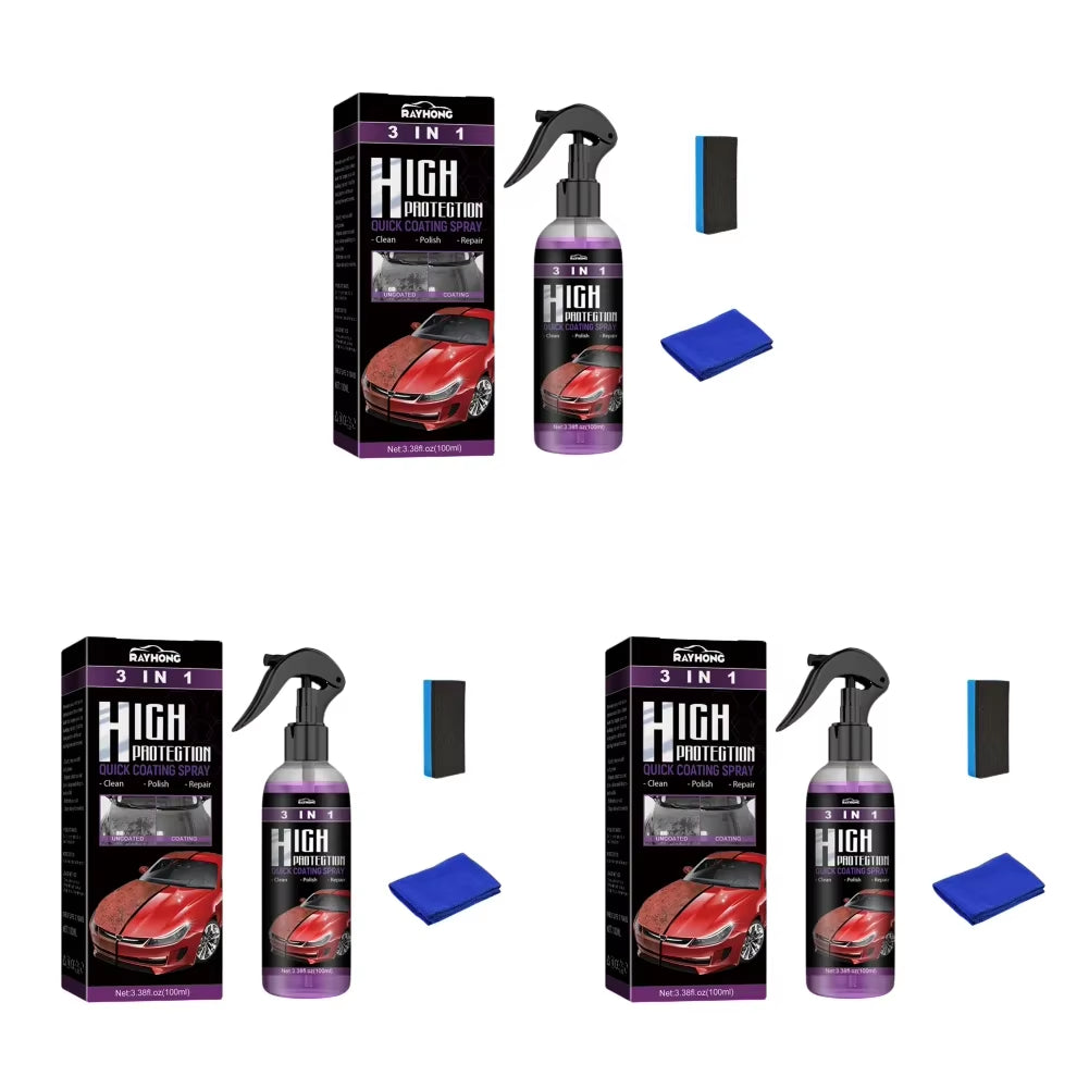 3 in 1 Car Ceramic Coating Spray 30/100Ml Car Scratch Repair Glass Hydrophobic Coating Polishing Spraying Wax Car Paint Care